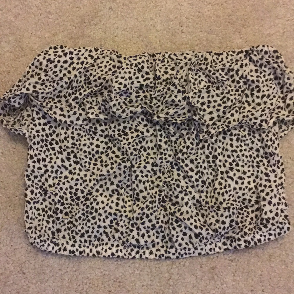 White leopard print loose tube top